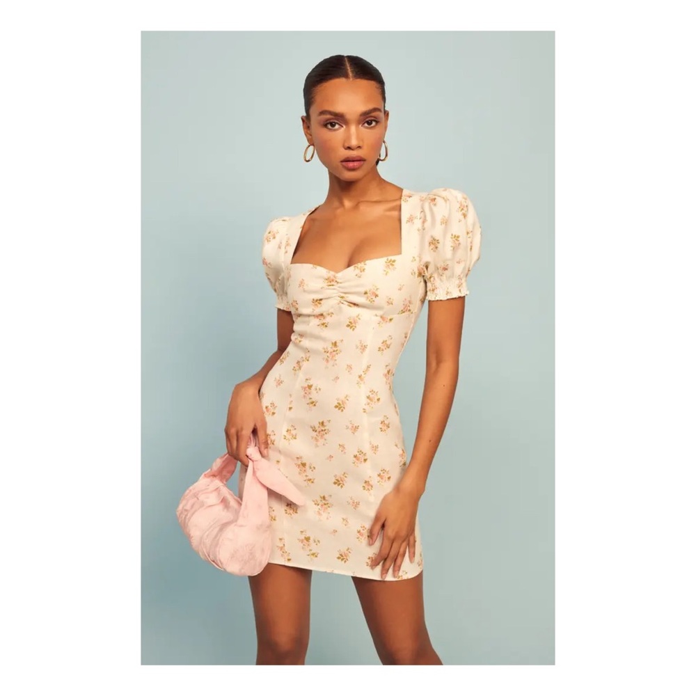 Reformation Gina Floral Linen Mini Dress